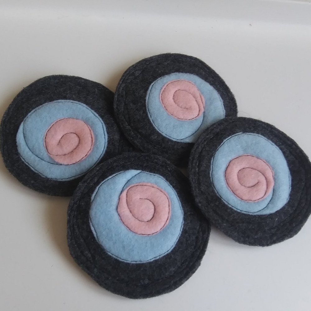 Handcrafted | Freeform Stitched Felt Coaster Set #9